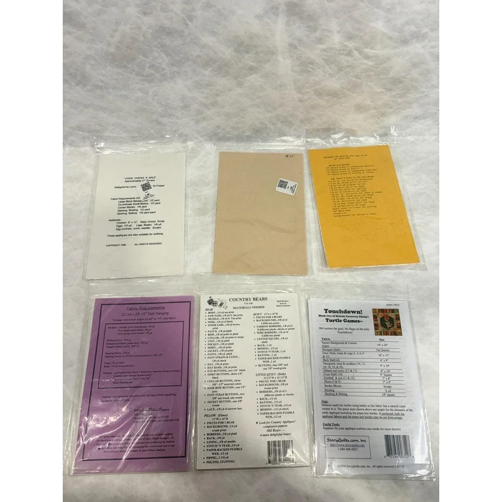 Lot of 6 Applique Quilt Patterns Katrinka Country‎ Bears Henny Penny StoryQuilts